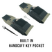 the haley strtegic partners handcuff pouch in the color army green and is showcasing the built-in handcuff key pocket of the item
