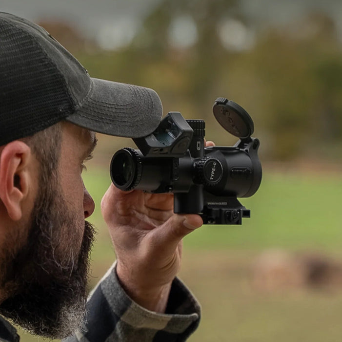 Infitac IOL25 Thermal Sight being used as a handheld monocular scanner.
