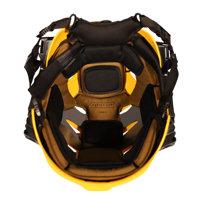 Interior view of the Team Wendy EXFIL Rescuer bump helmet system with special padding and comfort pads in the foreground.