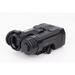 An isometric view of the black holosun iris, highlighting the device's mechanical structure and the specific compartment designed to hold the CR123A battery.