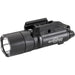A detailed left isometric view of the black SureFire X300T-B, showcasing the T-Slot thumbscrew mounting system and the durable aluminum body.