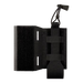 A front view of the LPV Side Radio Pouch in solid black, displaying its lightweight construction with two vertical straps, laser-cut slots, and a top bungee cord retention system.