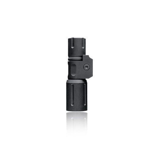 an image of the modlite pdw350 light package in the color black where it is situated in the middle the image against a white background and it is positioned vertically as if it is standing on its light head and you can clearly see the texture of the item and its hexagon design