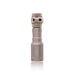 an image of the FUEL Modlite 18350 Light where the item is a vertically placed and is in the color FDE standing on its light head against a  white background with the GASCAP attatched to the light body and hexagonal pattern and contours of the textured body are clearly visible, and with the bezel head features the vertically engraved white text 'modlite' is printed on it.