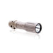 An image of the modlite FUEL 18350 flashlight showcasing the item on its isometric view and in the color FDE where the tactical flashlight in the middle of the photo and with a textured grip and white product lettering detailing its dual fuel capabilities on a reflective surface and with the gascap attached to it.