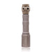 an image of the Modlite FUEL 18650 light where the item is a vertically placed and is in the color FDE standing on its top against a seamless pure white background. The gascap is attached to the body and there is hexagonal pattern and contours of the textured body are clearly visible, and with the bezel head features the vertically engraved white text 'modlite' is printed on it.