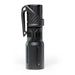 An image of the modlite multi-mode handheld plhv3 18350 flashlight showcasing the black tactical flashlight in the middle of the photo and with a textured grip and white product lettering detailing its dual fuel, multi-mode capabilities on a reflective surface and with the thyrm low profile clip attached to it.