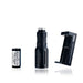 an image of the modlite plhv3 18350 rifle light in the color black where it showcases the no tailcap option when you purchase where you will get the only the light body, light head, charger and the 18350 battery, and the image is arranged on a background and the middle had the assembled flashlight without a light cap, on its left the charger and on its right the 18350 battery.