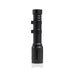 An image of the product where the item is a vertically placed, matte black Modlite PLHv3 18650 rifle light with rifle attachment on its flashlight body, standing on its top against a seamless pure white background. The hexagonal pattern and contours of the textured body are clearly visible, and with the light head.