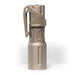 An image of the modlite multi-mode handheld plhv3 18350 flashlight showcasing the item in the color FDE placed in the middle of the photo and with a textured grip and white product lettering detailing its dual fuel, multi-mode capabilities on a reflective surface and with the thyrm low profile clip attached to it.