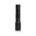an image of the product where the item is a vertically placed, matte black Modlite PLHv3 18650 flashlight body, standing on its top against a seamless pure white background. The hexagonal pattern and contours of the textured body are clearly visible, and with the bezel head features the vertically engraved white text 'modlite' branded on it.