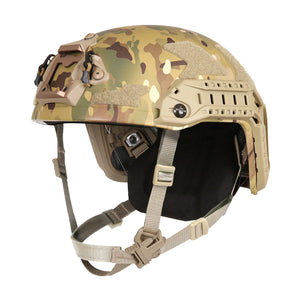 Ops-Core FAST SF Gen 2 Helmet in Multicam, facing left and showcasing its Power Ar & MBS Shroud.
