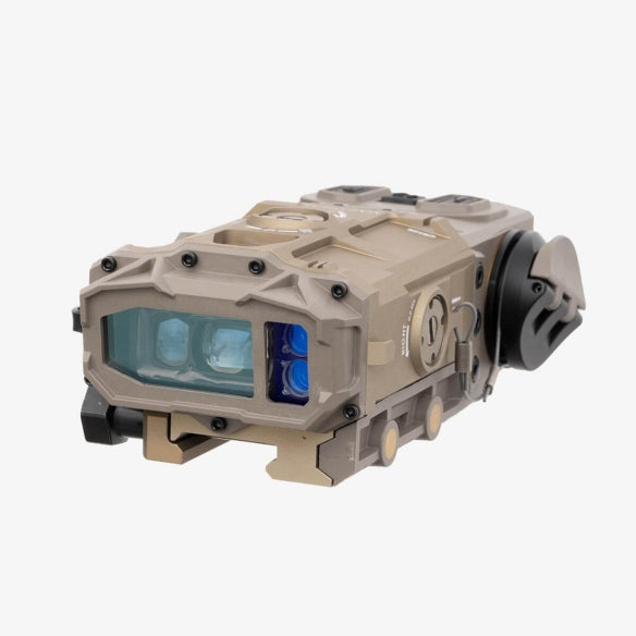 Right-angled view of the Maztech LRF, with its aperture in the foreground.