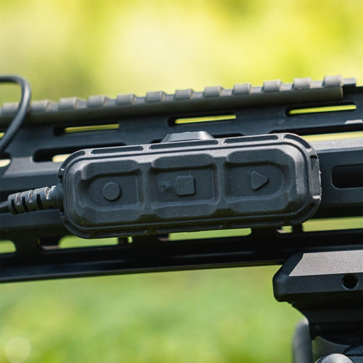 Maztech X4 Rail-Mounted Remote attached to an ar 15