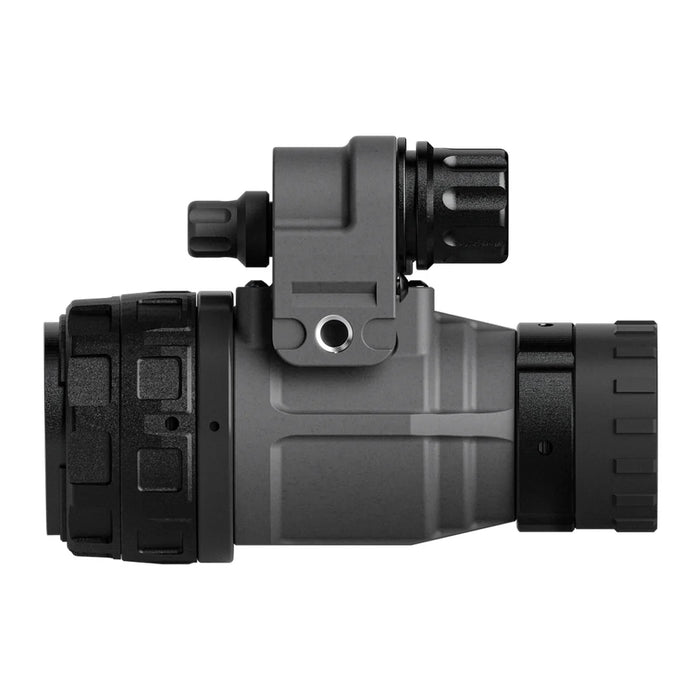 A right side perspective of the Nocturn Industries UNVM Talon prominently features the integrated mounting system, which is fully compatible with standard PVS-14 J-arms for secure attachment to any tactical helmet shroud.