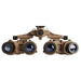 A high-detail frontal view of the nocturne chimera nvg in a tactical tan finish, showcasing the four-lens panoramic array and the rugged bridge design for professional operations.