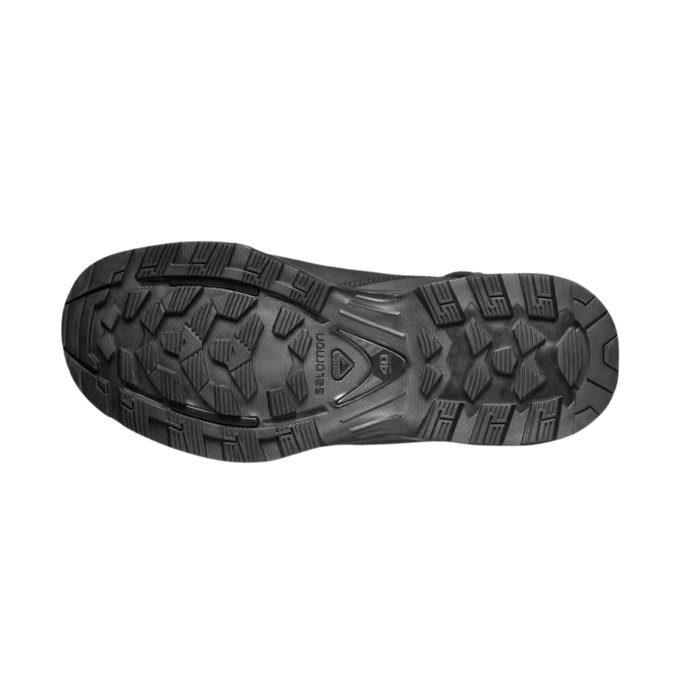 A bottom-up view of the rugged outsole on these insulated work boots shows the deep, multi-directional lug pattern of the Winter Contagrip rubber, which is specifically built to maintain a firm grip on ice and frozen terrain.