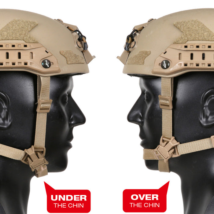 2 Ops-Core FAST SF Gen 2 Helmet in Tan 499, showcasing its new Head-Lock FLEX Chinstrap