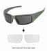 the ops-core mk1 performance protective lens showing tint and clear lens option and in the green color variant