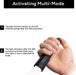 an infographic of the modlite plhv3 where it explains how a user may activate the multi-mode variant, specifying that the button on the light body tail cap must be pressed 12 times in order to activate the admin mode 