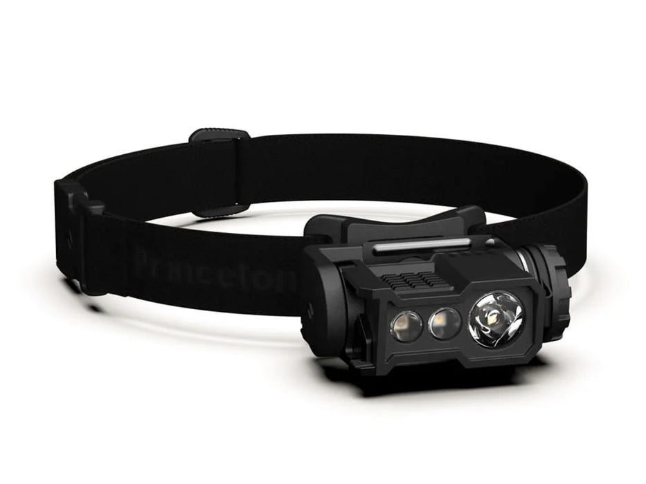 the princeton tec ghost x headlamp product image featuring the headlamp on the black color variant