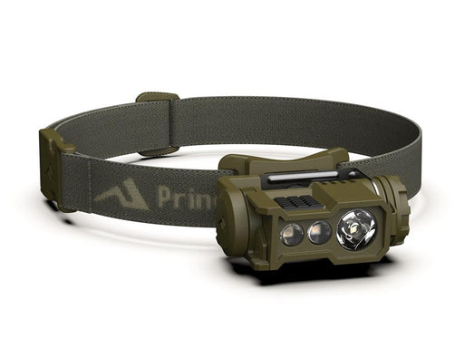 the princeton tec ghost x headlamp product image featuring the headlamp on the olive drab color variant