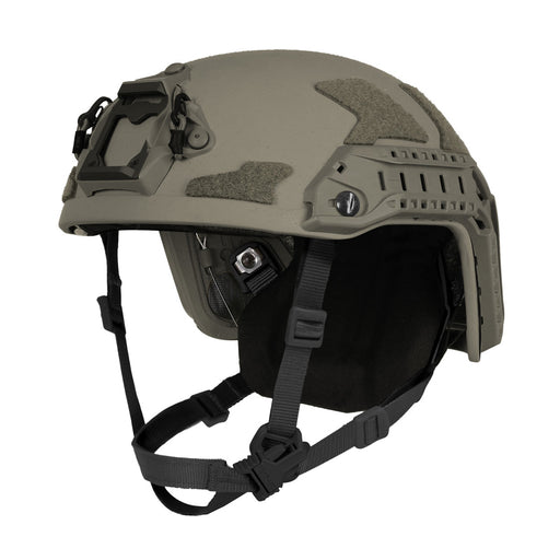 Ops-Core FAST SF Gen 2 Helmet in Ranger Green, facing left and showcasing its Power Ar & MBS Shroud.