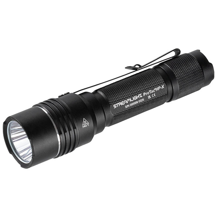 right-angled-frontal-view-showing-the-lens-bezel-and-body-of-the-streamlight-protac-hp-x-tactical-flashlight-resting-against-a-white-background