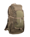 A right-angled profile view of the Eberlestock Brute Scout Hunting Pack in Military Green, highlighting its streamlined depth and the internal aluminum stay that provides heavy-duty support without the bulk of an external frame.