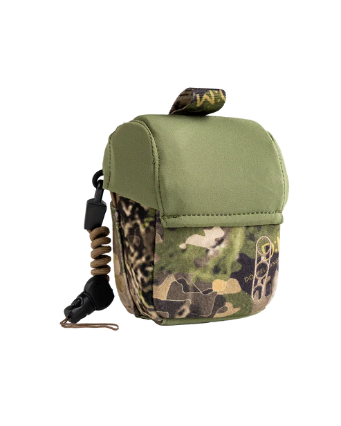 Right-angled view of the Eberlestock Mag-Free Rangefinder Pouch in Mountain color.