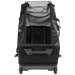 A frontal shot shows the RLT 100L Duffel Bag Roller with its main compartment fully opened. The wide opening highlights the large internal cavity and the high-visibility, light-colored interior lining that features Velcro-brand loop panels for attaching modular organization pouches.