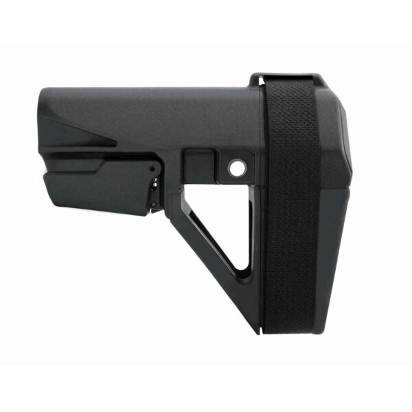 the sb tactical sba5 in the black variant and is showed in a side view 