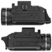 A side-by-side profile shot showing both faces of the TLR 3 X Gun Light to highlight its compact polymer construction and the mounting rail interface.