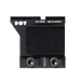A close-up, side profile view of the DOT Delta ACRO Mount finished in a black color, showcasing its elevated design and tactical mounting clamp.