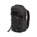 Side-angled view of the Siege 35L Pack in It's Black, featuring expandable side pockets and compression straps for securing gear