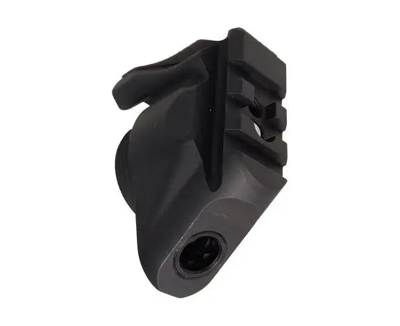 the sig sauer mcx stock adapter in the color black and is shown in a tilted view 