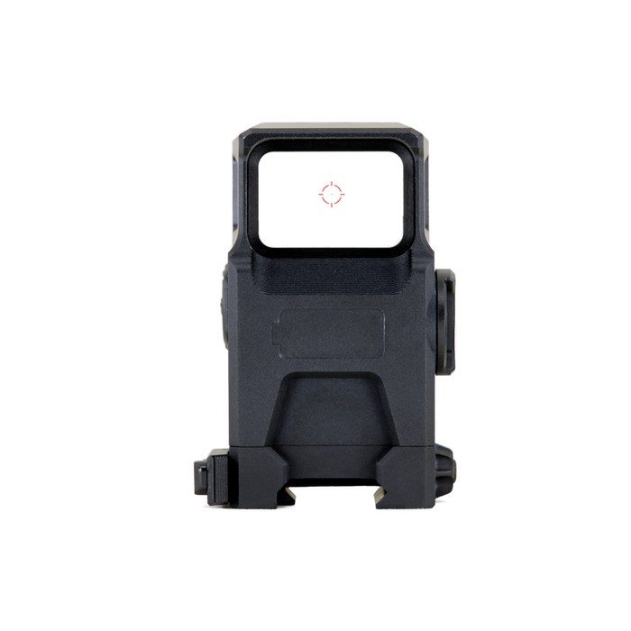 A straight-on rear view of the black DOT EHS-1, displaying the user control buttons and the rugged housing that make this optic a reliable American made EOTech alternative for tactical operators.