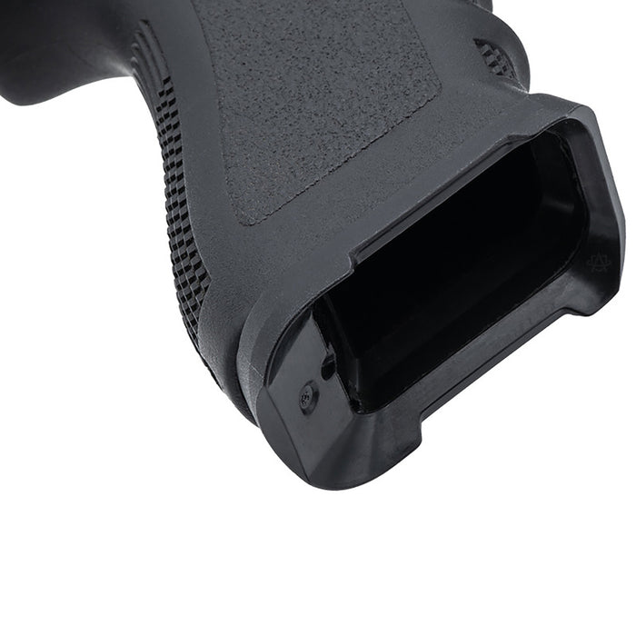 strike industries gen3 magwell for glock-17 installed isometric view close up