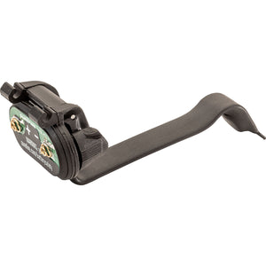 A clear left-side isometric view of the surefire x300 dg switch assembly, showing the battery cap replacement and the contoured pressure pad that hugs the firearm's grip for easy activation.