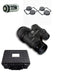 A comprehensive layout of the tanto night vision kit shows the ultralight monocular resting beside its rugged, foam-padded Pelican-style hard case, a CR123A battery, and a pair of clear sacrificial lenses designed to protect the optics from debris and scratches.