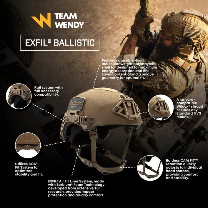 Team Wendy Exfil Ballistic Helmet - Hybrid Composite Shell w/ EXFIL Ra ...