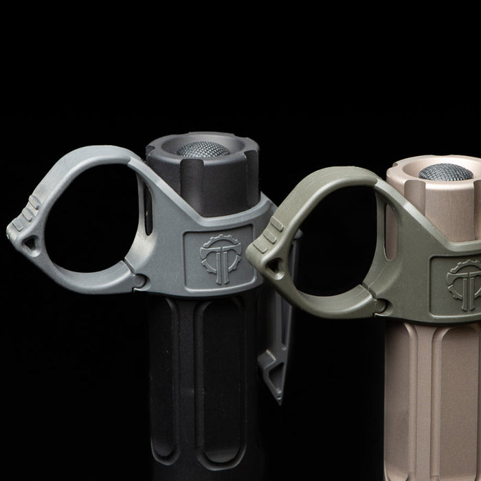 urban grey and olive drab switchback hog installed to black and tan modlite hog respectively close up