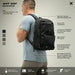 A detailed infographic of the Vertx Any Day 20L EDC Backpack highlighting its key tactical features, including the rapid-access CCW pocket, 15-inch padded laptop sleeve, and the durable 1.65 lb lightweight construction for all-day carry.