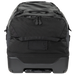 A top-down view of the Vertx RLT 100L Duffel Bag Roller clearly displays the reinforced carry handle, the translucent mono-honey mesh ID slot, and the aluminum retractable handle positioned in the foreground for easy access.