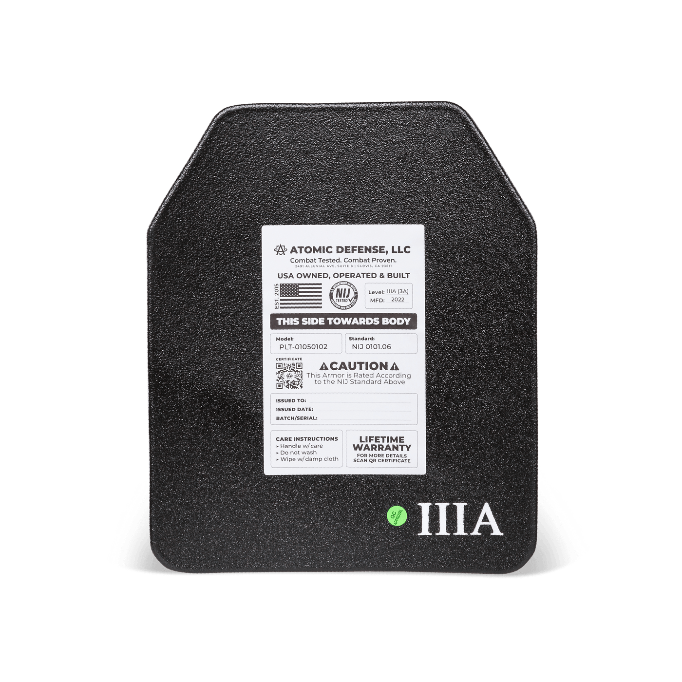 NIJ Level IIIA Plate - Ballistic Body Armor - Atomic Defense